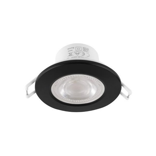 [E.145-68905] LUZ LED EMPOTRABLE FIJA 5,5W Ø90 TRIAC 3CCT IP65 BLANCA + TAPA NEGRA
